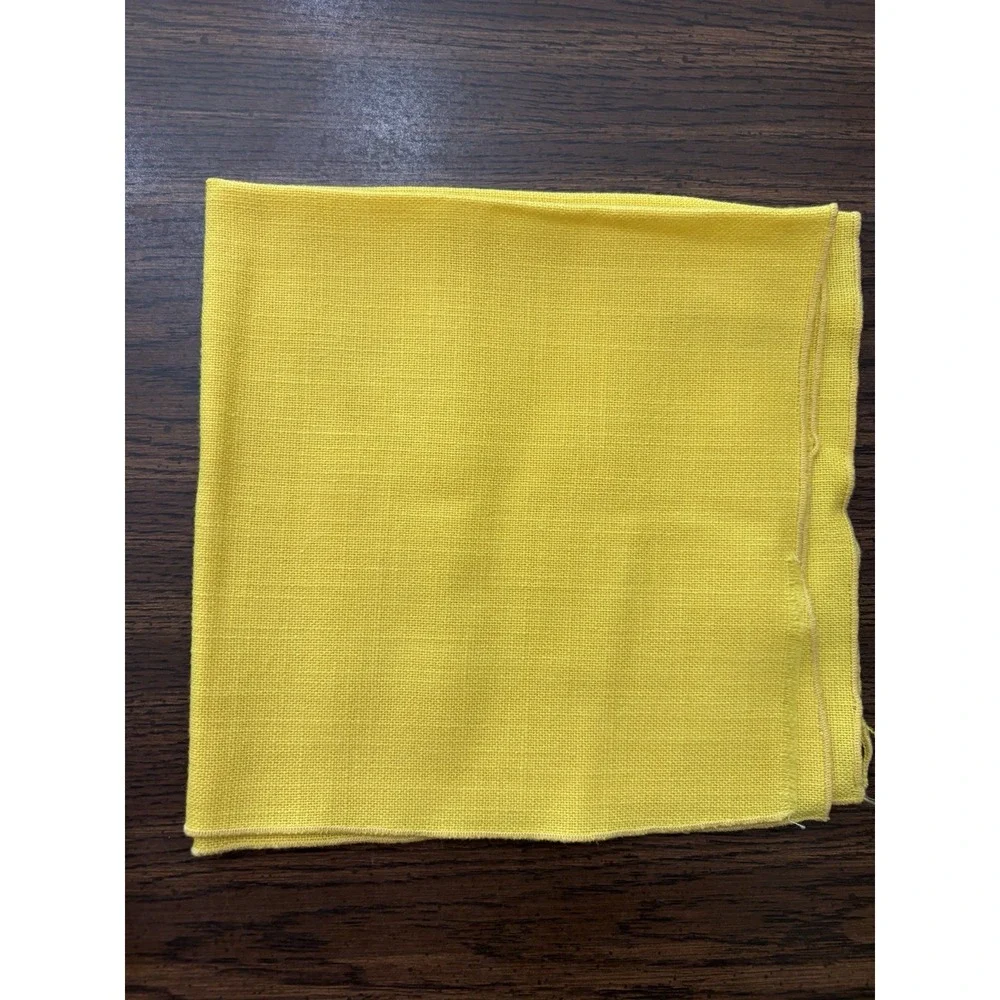 Vintage Set 4 Bright Yellow Linen Napkins Chartreuse Retro Tablescape 19x19